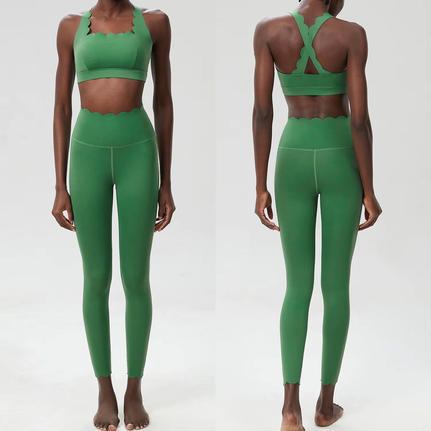 Women Solid Color Gym Suit Two Pieces Fitness Yoga Set Super Streth Slim Fit Running Sportswear Breathable Workout Clothes