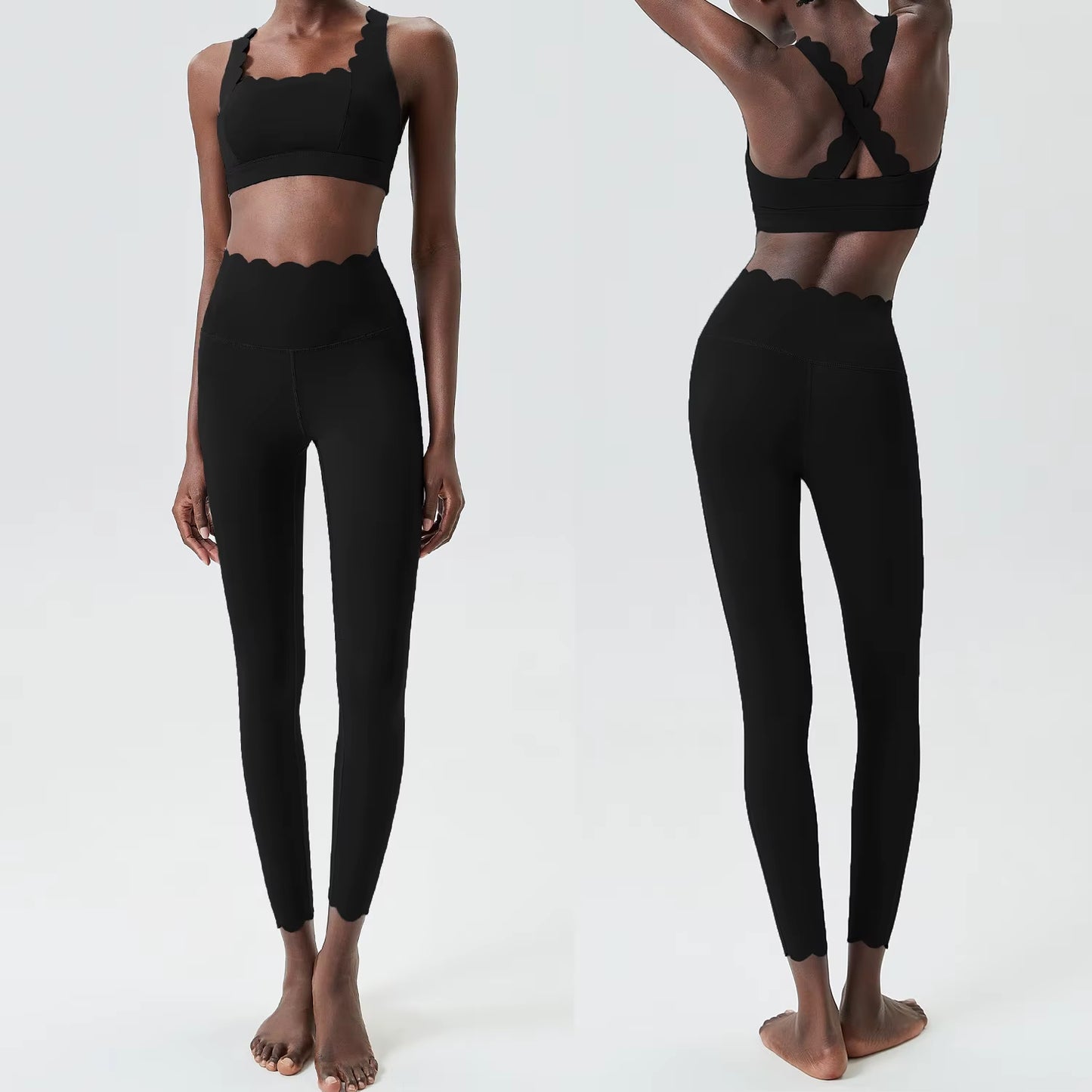 Women Solid Color Gym Suit Two Pieces Fitness Yoga Set Super Streth Slim Fit Running Sportswear Breathable Workout Clothes